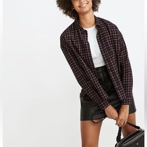 Madewell Black Plaid Button-Down Shirt with Pink and Purple Grid